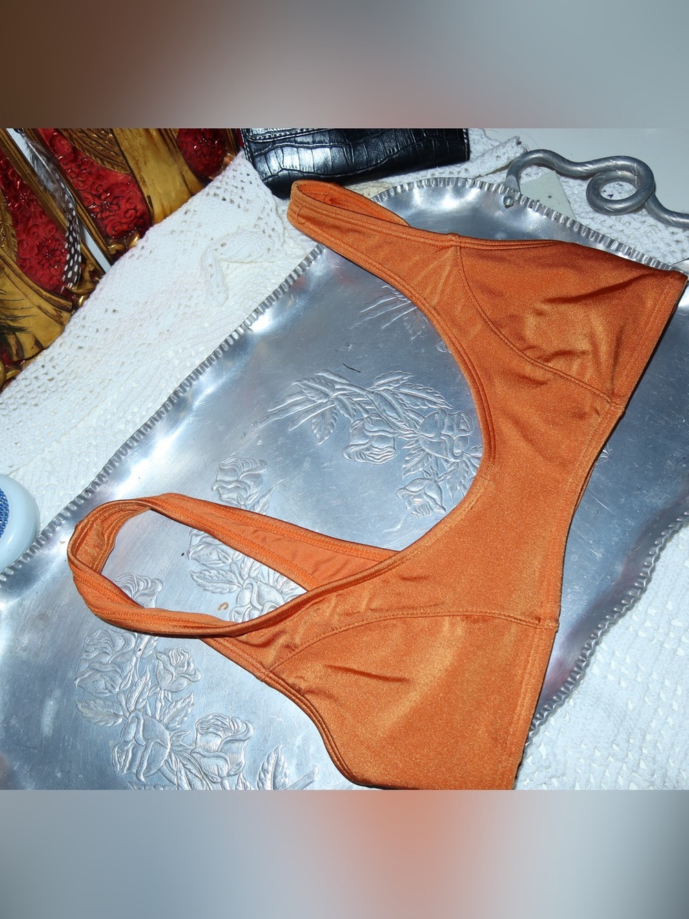 Forever 21 Orange Stretch bikini top with scoop neck